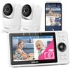 VTech Babyphone intelligente VTech con 2 telecamere, telecamera Full HD 1080p e schermo HD IPS da 5", Wi-Fi, rilevamento di suoni e movimenti, sensore di temperatura, schermo diviso, funzione di panoramica, inclinazione e zoom: VM901-2W - VM90