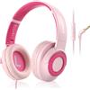 Merkloos Cuffie per bambini - Rosa - Limitatore di volume 85 dB - Microfono - Cavo 3,5 mm