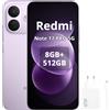 XIAOMI Smartphone Xiaomi Redmi Note 17 Pro 5G, batteria 8340mAh, 8/512GB, colore lilla (include caricabatterie da 67W)