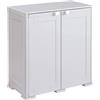 MA MAISON Armadio Basso in Plastica 79 x 43 x 85.5 cm con 2 Ante - Mobile Contenitore Compatto Salvaspazio per Lavanderia, Garage e Balcone (Grigio)