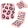 DLseego Custodia per Schede di Gioco per Switch/Switch OLED/Lite, Scatola Portaoggetti con Stampa Leopardata d'amore con 12 Schede di Gioco e 12 Slot per Schede Micro SD,Rosa
