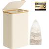 SONGMICS Cesto Portabiancheria con Coperchio, 90 L, Sacco Rimovibile | Cesta per Bucato, 42 x 32 x 70,5 cm, Pieghevole, Salvaspazio, Tessuto Oxford, Bianco Crema e Bambù Chiaro, ROXANNE LCB509W01