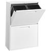 SONGMICS Pattumiera Differenziata, 4 x 17 L, 4 Scomparti, Acciaio | Pattumiera con Coperchio, 63,1 x 24,1 x 92,1 cm, Antiribaltamento, Cucina, Bianco, Collezione Berend, LTB772WZ01