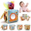 Zourglow Scatola Fazzoletti Montessori 6 Mesi con Specchio e Trame | Giochi Sensoriale 6-12 Mesi, Gioco Educativo Neonato per Sviluppo Sensoriale, Regalo Bimbo Bimba