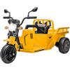 Garvee Trattore Elettrico per Bambini 12V con Rimorchio Posteriore | Veicolo Elettrico a Tre Ruote, Doppio Motore, Paletta, Faro, Musica, USB, Velocità 2.5-4.5km/h, per Bambini 3+ Anni, Giallo