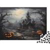 N5D9Z6E2 Castello Infestato Puzzle per Adulti Puzzle 1000 Pezzi Carta Notte di Halloween Zucca Puzzle per Famiglia Relax Arredo Regalo 38x26cm/1000pcs
