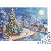 9K4D7V2G Albero di Natale Puzzle 1000 Pezzi Carta per Adulti Notte Innevata Gioco di Puzzle 1000 Pezzi Relax Decorazione Regalo Famiglia 38x26cm/1000pcs