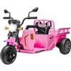 Garvee Trattore Elettrico per Bambini 12V con Rimorchio Posteriore | Veicolo Elettrico a Tre Ruote, Doppio Motore, Paletta, Faro, Musica, USB, Velocità 2.5-4.5km/h, per Bambini 3+ Anni, Rosa