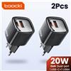 toocki Caricatore Toocki Mini 20W GaN PD3.0 QC3.0 USB Tipo C per Ricarica Rapida di iPhone 18 17 16 Samsung S26 Xiaomi Huawei iPad con Ventola USB