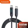 toocki Cavo USB-C in silicone Toocki, con tecnologia PD 100W, display a LED, ricarica rapida, da USB-C a USB-C, compatibile con Macbook, iPhone 18 e Samsung S26, cavo dati.