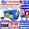 DIANKAISHOU Nuovo Pacco Batteria al Litio 72V 60V 52V 48V 36V 30Ah 21700 0-3000W con BMS Integrato, Batteria Ricaricabile ad Alta Potenza + Caricabatterie 5A