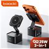 toocki Stazione di ricarica wireless Toocki 25W QI2.2 3-in-1 per iPhone 18 17 Pro Max Airpods iWatch Samsung S26 per ricarica wireless Magsafe