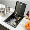 HZKSINNK 45 x 35 cm, lavello da bar invisibile in acciaio inox nero con rubinetto pieghevole, lavello da cucina sottopiano nascosto con coperchio, piccolo lavello singolo per isola della cucina, bar