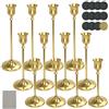 XTUDOU® 12 portacandele dorati, 15/19/23 cm, colore oro | Portacandele dorato con custodia, per tavolo, matrimonio, inaugurazione della casa, regalo di Natale