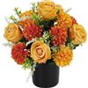 SIFOEL Fiori artificiali per cimitero, crisantemi e rose artificiali, decorazione commemorativa funebre in vaso, decorazione per tombe, per esterni e interni (1pezzo, arancione)