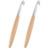 MewHunk 2 aghi per uncinetto, 12 mm, in legno di faggio, gancio ergonomico e morbido, gancio a maglia ergonomico in legno, ago da lavoro a maglia ergonomico per progetti di lana e hobby creativi
