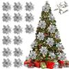 Generico 15 Fiori Albero Di Natale Argento, Fiori Grandi Per Albero Di Natale Diametro 14 cm Resistenti Con Gancio Di Montaggio Incluso, Rose Argento Per Addobbi Natalizi