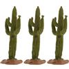 TEHAUX 3 Pezzi Statuetta di Cactus Artificiale Realistica, Verde, Pvc | Finitura Opaca, Base Stabile, Design Compatto, per Vaso, Decorazione da Tavolo, Tema Deserto
