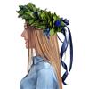 coronedilaurea.com Corona di alloro per laurea con roselline blù stabilizzate - corona tradizionale in alloro fresco decorata con roselline stabilizzate e fiocchetti, fatta a mano in Italia, regalo proclamazione
