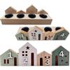 Logbuch-Verlag Portacandele Avvento legno: decorazioni natale casa moderne, addobbi natalizi naturali verde bianco, candelabro 4 candele, decorazione natalizia minimal con casette legno, 19 cm