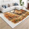 Generic Tappeti per soggiorno, 140 x 200 cm, gigante, con corna di cervo e foresta | Tappeto rustico con animali della fattoria per camera da letto, tappeto a pelo basso, per camera dei bambini, cucina