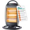 AND HOME Stufa Elettrica Basso Consumo - da Pavimento 1200 W - con Oscillazione | 3 potenze 400/800/1200 W, 3 Tubi Alogeni, Anti-Ribaltamento, Griglia di Protezione, Oscillazione, Altezza 54 cm
