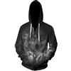 HuazomeeHZM Fauna Lupo Ululante Luna 3D Stampato Donne Uomini Zip Chiudere Felpa con Cappuccio Divertente Manica Lunga Felpe Harajuku Giacca Top