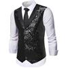 Duohropke Gilet con paillettes da uomo, scollo a V, con bottoni, formale, da discoteca, per feste, concerti, balli