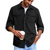 COOFANDY Camicia da uomo a maniche lunghe, in velluto a coste | Camicia da uomo in tessuto a coste, con tasche sul petto, con bottoni, vestibilità regolare