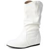 Qynthra Stivali Donna Mezza Gamba Arricciati Ecopelle con Rialzo 4cm per Camminare Comodamente E Look Invernali