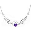 Collana Con Ciondolo Angelo Ali Cuore Donna 925 Argento Sterling Catena 60 cm