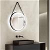 Talos Specchio da bagno con illuminazione rotonda TALOS LED CORVIA Shine in nero opaco Ø50 cm - specchio rotondo con fascia di alta qualità in Pelle finta - adatto a locali umidi grazie alla cornice in alluminio