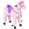 HOMCOM Cavallo a Dondolo per Bambini 2+ Anni con 4 Rotelle, Suoni e Poggiapiedi, 65x28x75 cm, Rosa