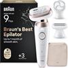 Braun Silk Epil 9 Flex Epilatore Elettrico Donna, Rasoio Elettrico Donna, Con Testina Flessibile a 360° Per Epilazione Semplice, Wet & Dry, Pelle Liscia a Lungo, Idea Regalo, 9-060 3D, Bianco/Rosa