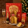 Generico Cesto Natalizio Dolci Auguri 4 Pezzi con Panettone Classico, Spumante Dolce e Cioccolatini, Confezione Regalo Elegante per Natale, Idea Gourmet Raffinata per Famiglie, Aziende e Amici