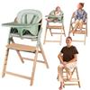 LIONELO Megan Seggiolone Pappa in Legno per Bambini da 6 Mesi e Adulti | Evolutivo fino a 110 kg, Poggiapiedi Regolabile, Cinture a 5 Punti, Cuscino per Seduta e Facile da Pulire