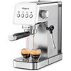 Ollygrin Macchina per espresso da 20 bar, macchina da caffè semiautomatica con potenza di 1350 W, montalatte rimovibile, serbatoio dell'acqua rimovibile e vaschetta antigoccia, in acciaio inox