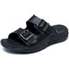 Skechers Reggae-jammin' SandaliDonna | Tomaia in pelle oliata, doppie fibbie in metallo regolabili, plantare imbottito sagomato, vestibilità larga