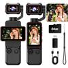 MUOXUEQN Handheld Gimbal Stabilizzata con Motore ad Asse Singolo, Schermo HD Ruotabile da 1,97 Pollici, Mini Videocamera Portatile per Vlogging, Registrazione Video per Viaggio, Cibo
