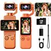 MUOXUEQN Handheld Gimbal Stabilizzata con Motore ad Asse Singolo, Schermo HD Ruotabile da 1,97 Pollici, Mini Videocamera Portatile per Vlogging, Registrazione Video per Viaggio, Cibo