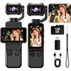 MUOXUEQN Handheld Gimbal Stabilizzata con Motore ad Asse Singolo, Schermo HD Ruotabile da 1,97 Pollici, Mini Videocamera Portatile per Vlogging, Registrazione Video per Viaggio, Cibo