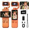 MUOXUEQN Handheld Gimbal Stabilizzata con Motore ad Asse Singolo, Schermo HD Ruotabile da 1,97 Pollici, Mini Videocamera Portatile per Vlogging, Registrazione Video per Viaggio, Cibo