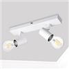 Dehobo Bianco Faretti LED Soffitto 2 Luci, Plafoniera LED Soffitto E27 | Faretto LED Interno Orientabile a 350° , Plafoniere da Soffitto Portalampada E27 per Cucina Soggiorno, Lampadine Non Incluse