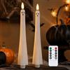 TaimeiMao 2 Candele Fantasma LED Senza Fiamma con Telecomando e Timer | Candele LED a Stelo per Decorazioni di Halloween, Candele a Batteria con Stoppino 3D, Ideali per Halloween, Natale e Feste