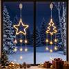 JABNOW Luci Natalizie LED da Appendere per Finestra - 2 Pezzi Stella e Albero di Natale, Decorazione Natalizia con Timer e Batteria Ricaricabile USB, Luce Bianca Calda per Finestra, Balcone, Interni