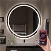 Ratsamee 70cm Bluetooth Specchio Bagno Rotondo con Luce, 3 Colori Dimmerabili, Antiappannamento, Memoria, Touch Control, Montaggio a Parete - Specchio Trucco con Illuminazione