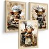 Nacnic Set Di 3 Stampe Maiale Chef Pasticciere Quadri Animale Cuoco Illustrazione Divertente Arredo Cucina A3 Senza Cornice