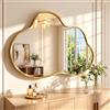 MAMIZO Specchio da parete ondulato, 70x100cm, Specchio ingresso, oro | Specchio irregolare Asimmetrico, vetro temperato, cornice in alluminio, per soggiorno, bagno, camera da letto, soggiorno