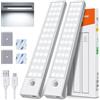PALATALA Luce LED Sottopensile Cucina, 78 Luci Armadio Led con Sensore di Movimento 4 Modalità, 6500K Luci Sottopensile Cucina USB Ricaricabile Magnetica Senza Fili per Armadio/Scale/Bagno(2 Pezzi)