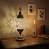 MOSLAND HOME Lampade da tavolo a mosaico turco, stile marocchino, realizzate a mano, lampada da notte Tiffany e lampadina a LED (triangolo rosa)